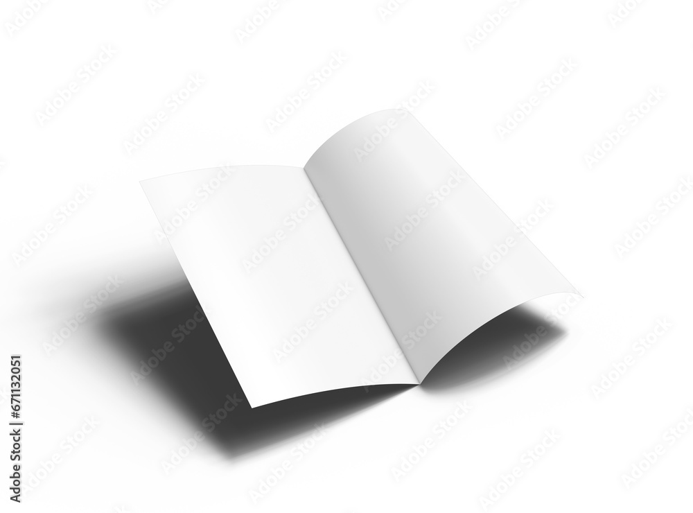 Blank A4 Half Sheet Fold brochure render to present your design. On transparent background Blank A4 Half Sheet Fold brochure render to present your design. On transparent background