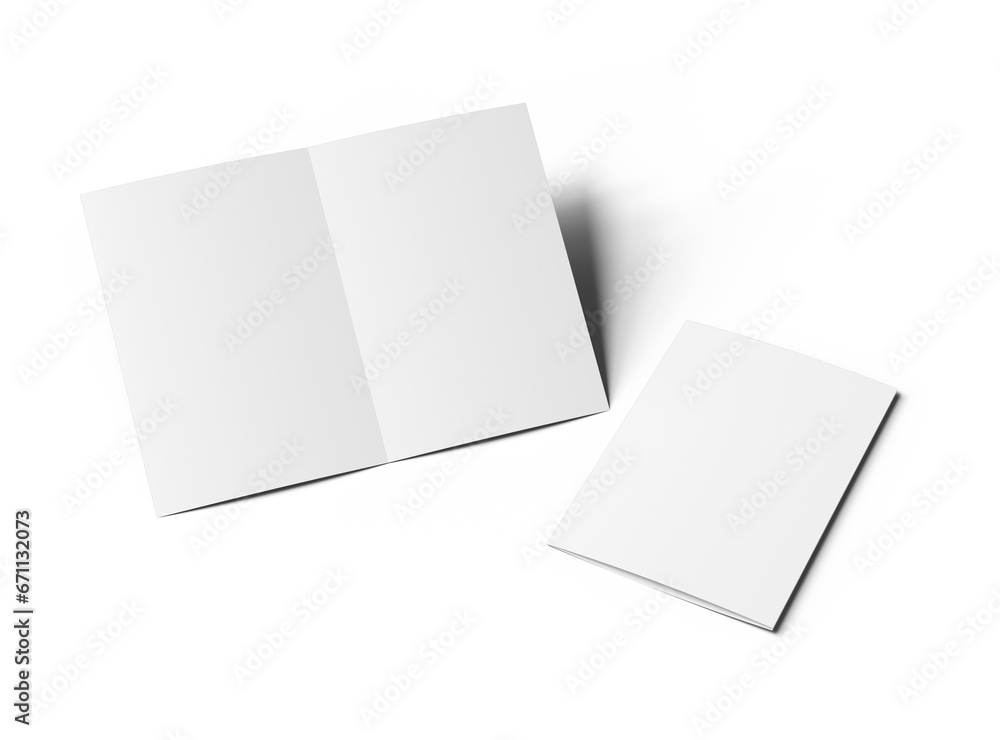 Blank A4 Half Sheet Fold brochure render to present your design. On transparent background Blank A4 Half Sheet Fold brochure render to present your design. On transparent background