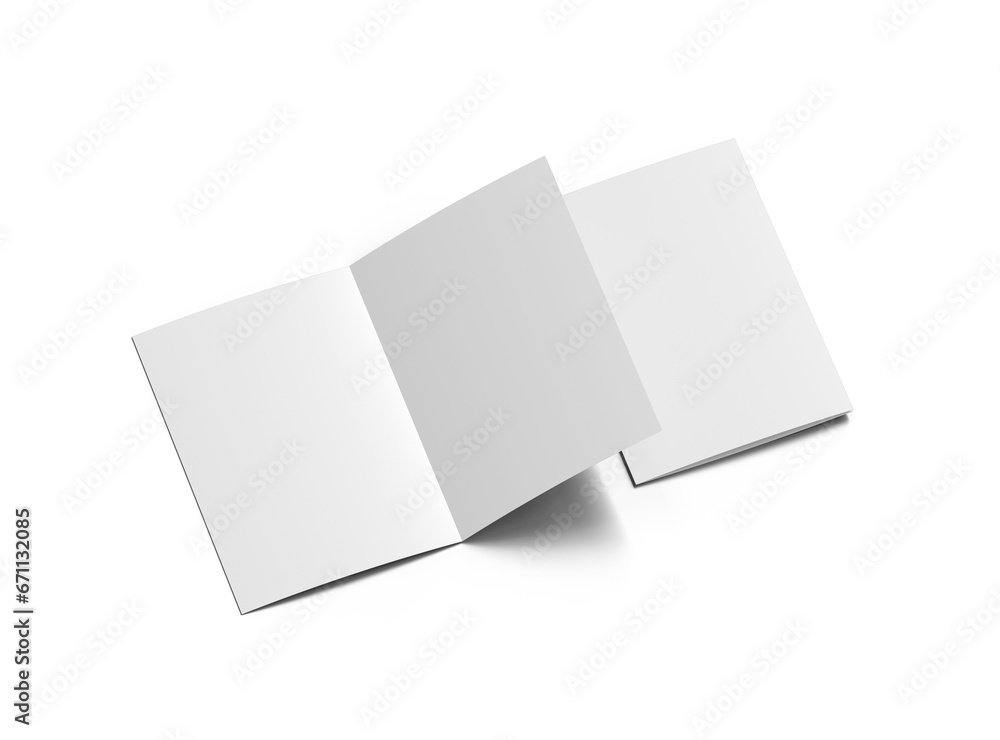Blank A4 Half Sheet Fold brochure render to present your design. On transparent background Blank A4 Half Sheet Fold brochure render to present your design. On transparent background