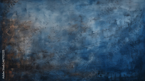 An image of a dark blue grunge background with rough  uneven surfaces.