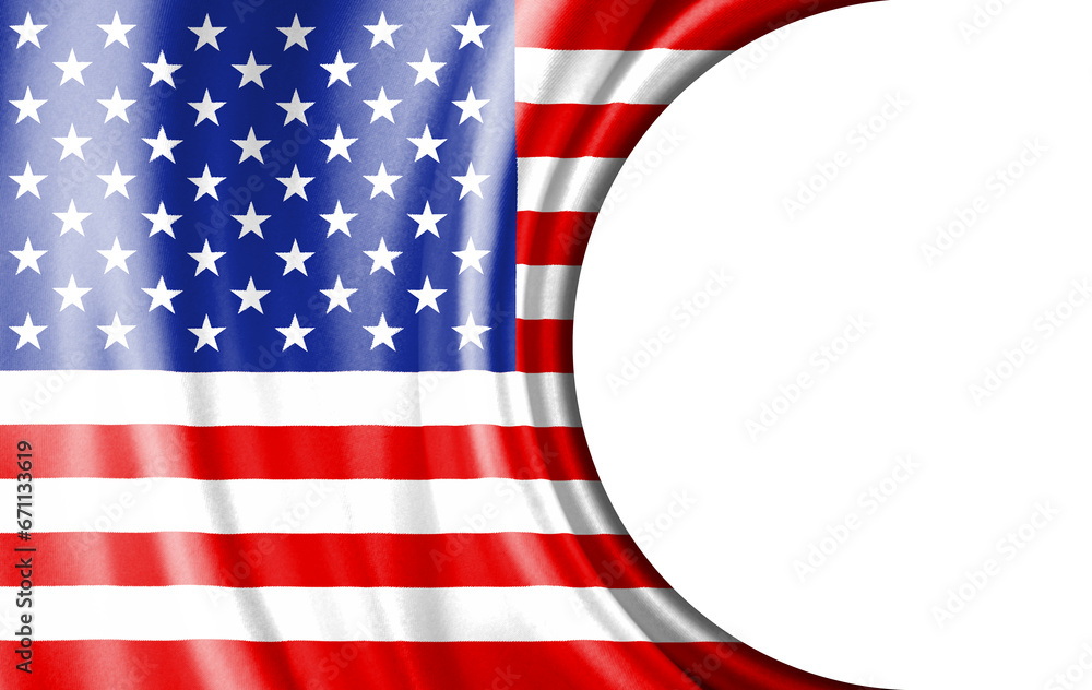 Fototapeta premium Abstract illustration, United States flag with a semi-circular area White background for text or images.