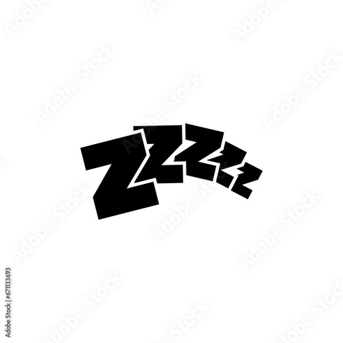 Sleeping zzz, Night Time, Sleep or Slumber. Flat Vector Icon illustration. Simple black symbol on white background. Sleeping zzz, Night time, Sleep sign design template for web and mobile UI element. photo