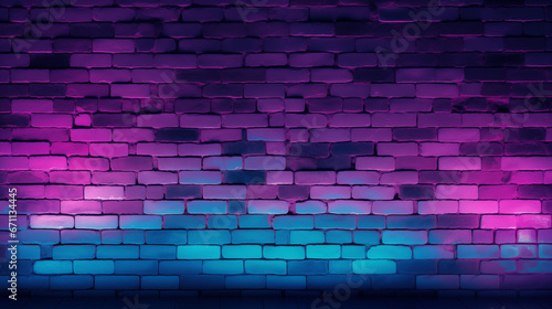 an abstract dark brick wall  bathed in the soft  atmospheric lighting characteristic of Neonpunk aesthetics. The interplay of light purple and dark azure  complemented by gentle rays of light