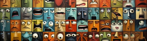 Collection of puzzled faces, each appearing progressively more perplexed.