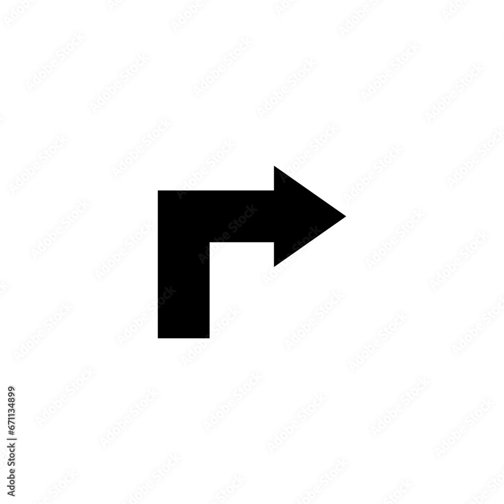 Right Arrow with Turn, Direction Road. Flat Vector Icon illustration. Simple black symbol on white background. Right Arrow with Turn, Direction Road sign design template for web and mobile UI element Right Arrow with Turn, Direction Road. Flat Vector Icon illustration. Simple black symbol on white background. Right Arrow with Turn, Direction Road sign design template for web and mobile UI element