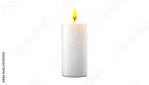 burning white candle isolated on transparent background cutout