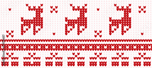 Plastic canvas red Reindeer and gift box Jumper Pattern Crochet pattern on white background