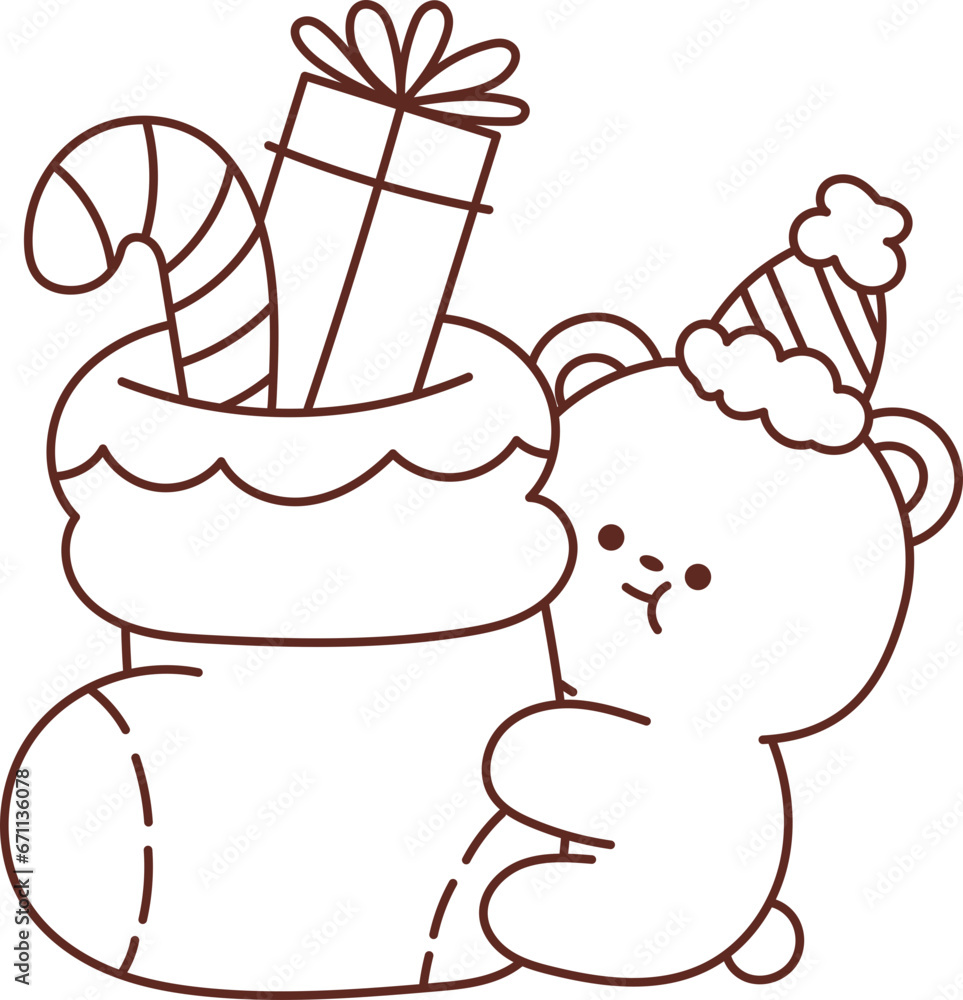 Christmas lines, coloring book elements, cute, super cute cartoons Christmas lines, coloring book elements, cute, super cute cartoons
