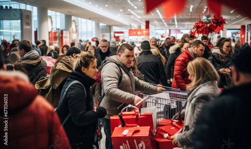 Shoppers rushing and fighting over discounted products on black friday