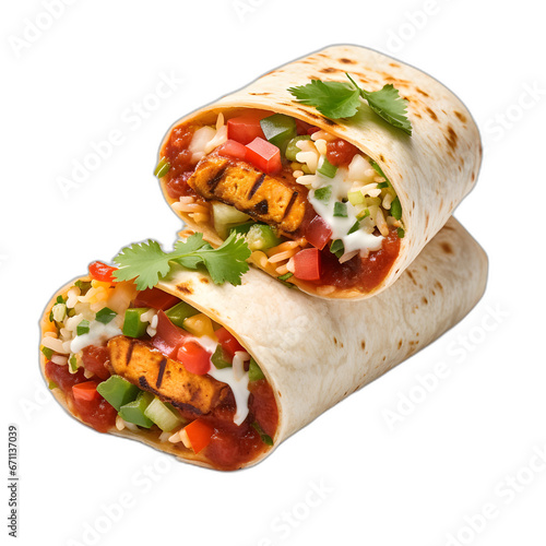 Burritos with salsa isolated on transparent or white background, png photo