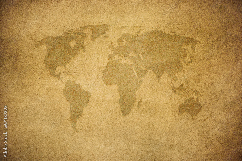 Old map of the world in grunge style. Perfect vintage background...