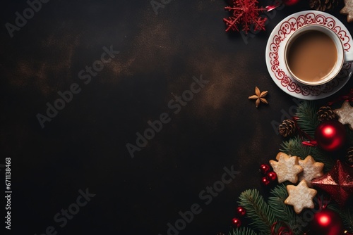 christmas still life assortment with copy space  flat lay  generative ai