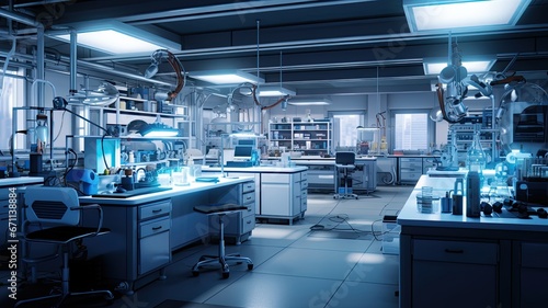 A well-lit laboratory with a sterile workbench, emphasizing the ideal lab environment for scientific experiments