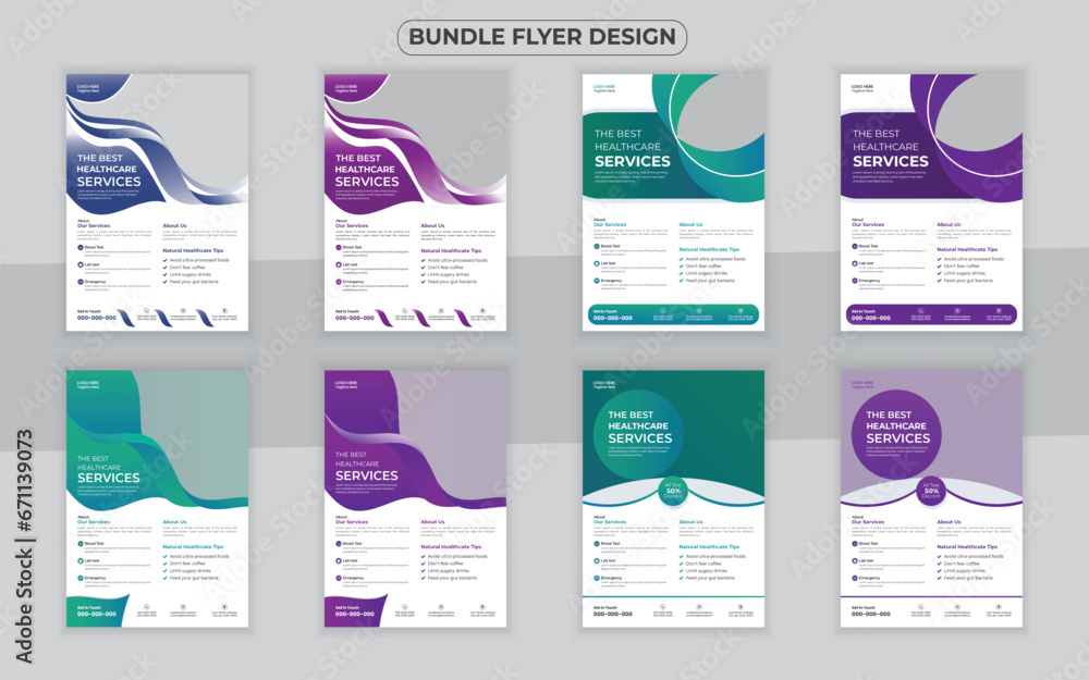 Medical bundle Flyer Design Template and Hospital Flyer set, corporate branding, Medical Brochure