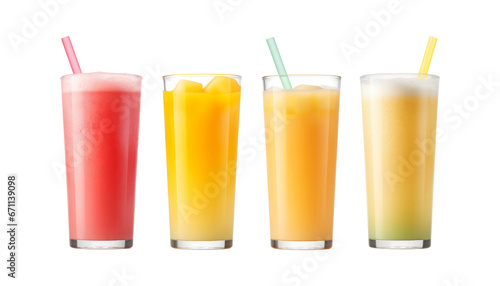 fruit juice in glass isolated on transparent background cutout