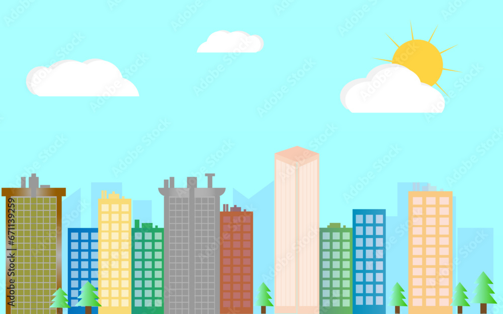 City view background with buildings