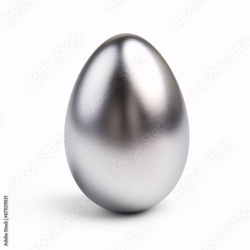 Silver egg isolated on white background.
