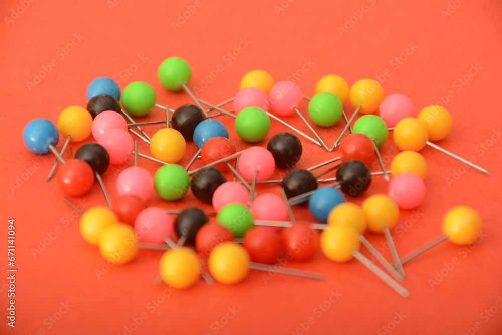 A colorful bunch of pins adds a lively touch to your stationery collection A colorful bunch of pins adds a lively touch to your stationery collection