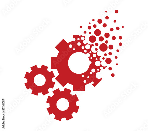 Dispersing gear icon. Vector Illustrator.