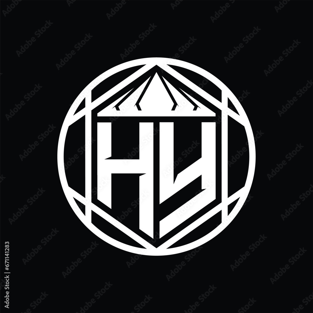 HY Letter Logo monogram hexagon slice crown sharp shield shape isolated circle abstract style design HY Letter Logo monogram hexagon slice crown sharp shield shape isolated circle abstract style design