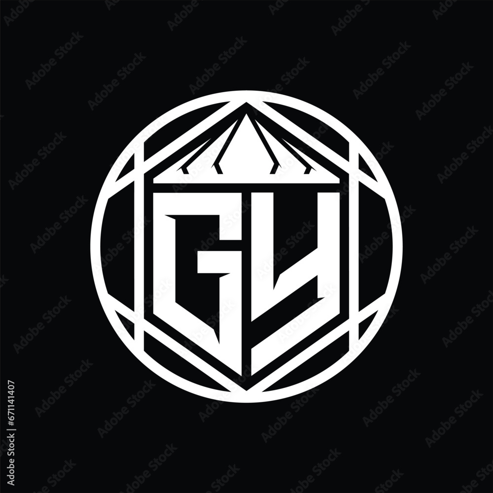 GY Letter Logo monogram hexagon slice crown sharp shield shape isolated circle abstract style design GY Letter Logo monogram hexagon slice crown sharp shield shape isolated circle abstract style design