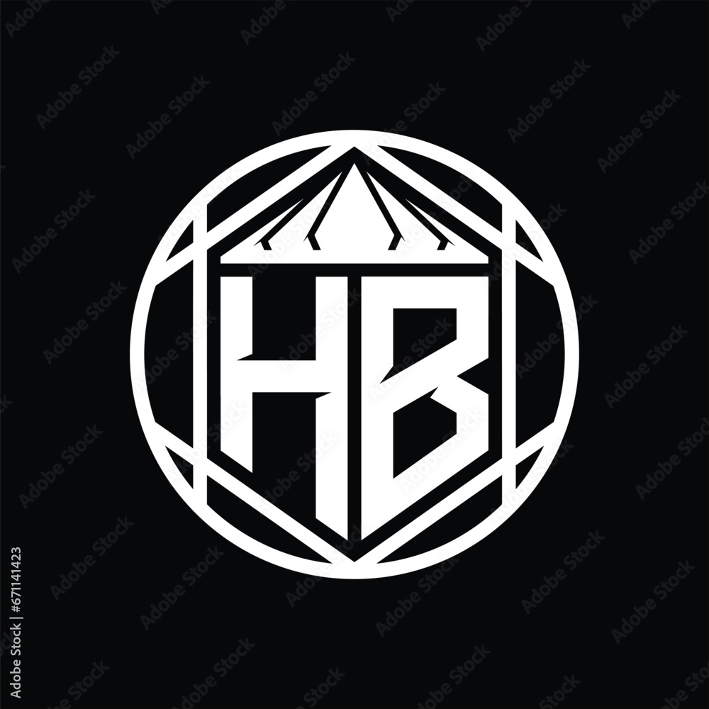 HB Letter Logo monogram hexagon slice crown sharp shield shape isolated circle abstract style design HB Letter Logo monogram hexagon slice crown sharp shield shape isolated circle abstract style design
