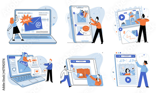 Email marketing vector illustration. The mail delivery system is crucial component successful email marketing Achieving high open rates and click through rates is key metric in email marketing
