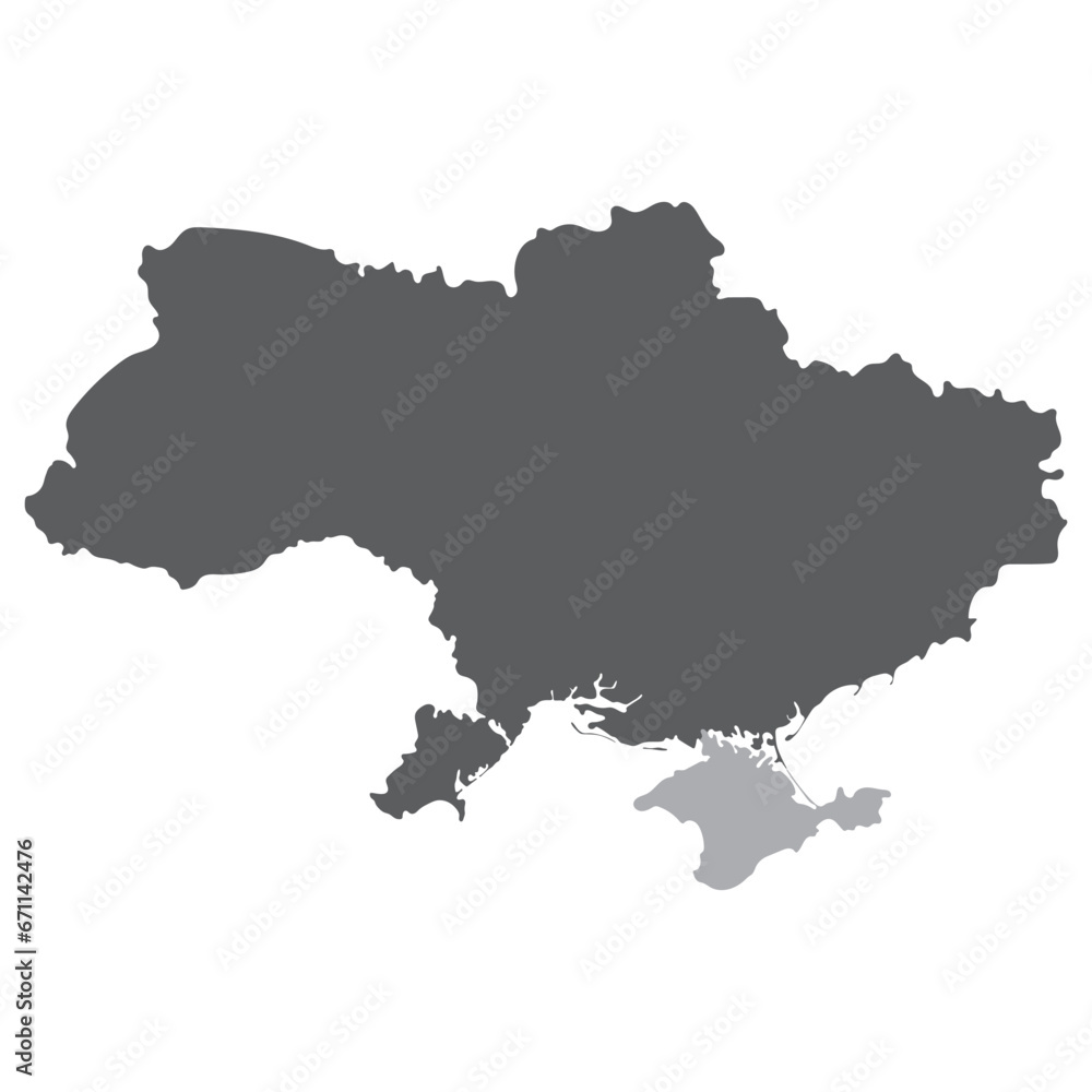Ukraine map. Map of Ukraine in high details on grey color