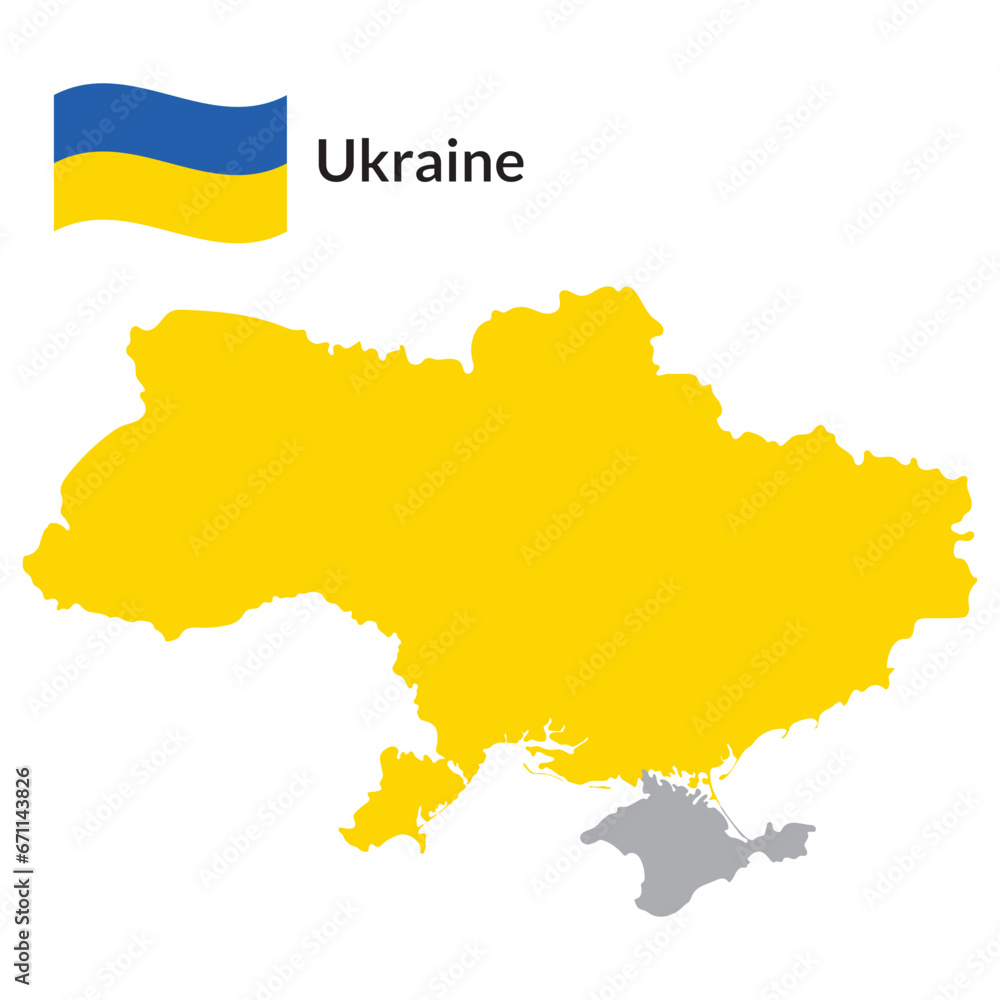 Map of Ukraine with Ukraine national flag Map of Ukraine with Ukraine national flag