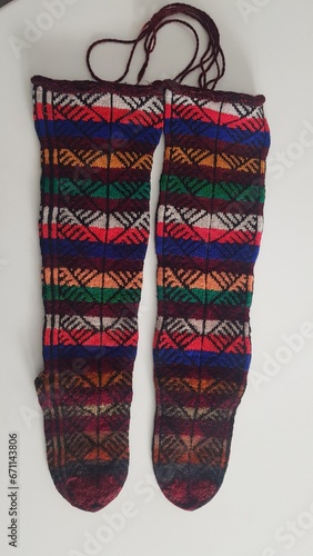 Anatolian hand-knitted, handcrafted sock. Region Sivas.Turkish name 