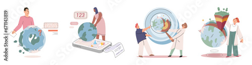 Lab test. Vector illustration. Testing hypotheses allows scientists to validate or refute their ideas Examination samples under microscope reveals intricate details Continuous learning is essential