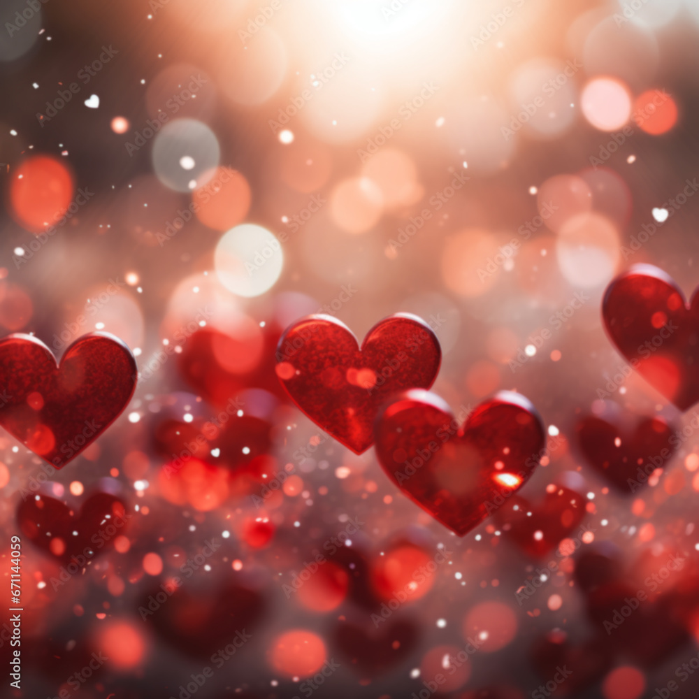 Red hearts bokeh valentines day love background Red hearts bokeh valentines day love background
