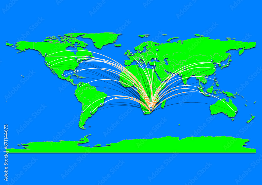 Naklejka premium Mthatha, South Africa map - Concept map for Mthatha, South Africa on World map. Suitable for export concepts. File is suitable for digital editing and prints of all sizes.