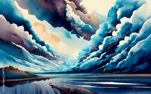 Nubes en Abstracto: El Cielo como una Pintura Aérea. Texturas del Cielo: Abstractos Acuarelados en Azul