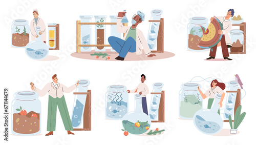Lab test. Vector illustration. Investigating various factors helps scientists understand causal relationships Analyzing data from experiments provides valuable insights into scientific phenomena