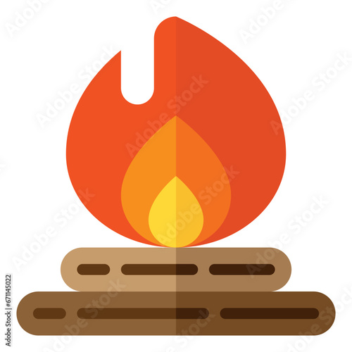 Bonfire icon in flat style. Suitable for logo, web, graphic design, illustration, sticker, books, etc.