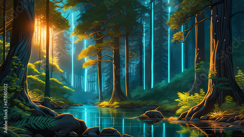 Serene Forest Matte Painting