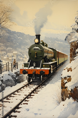 Historic railway tickets and travel posters heralding Christmas and New Year adventures 