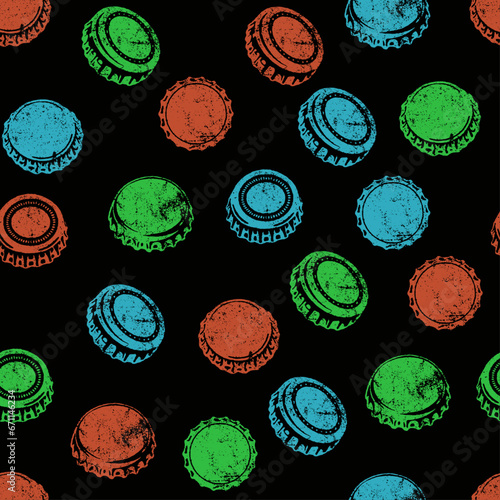 seamless pattern bottle aluminum caps, Soda, juice or beer bottle tops icon. Vector illustration