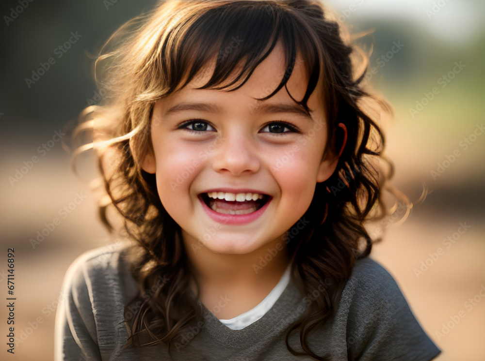 Detailed cinematic portrait of a laughing child Detailed cinematic portrait of a laughing child