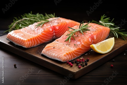 Fresh Salmon Steak with Rosemary and Pepper