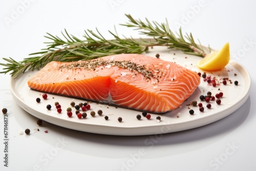 Fresh Salmon Steak with Rosemary and Pepper