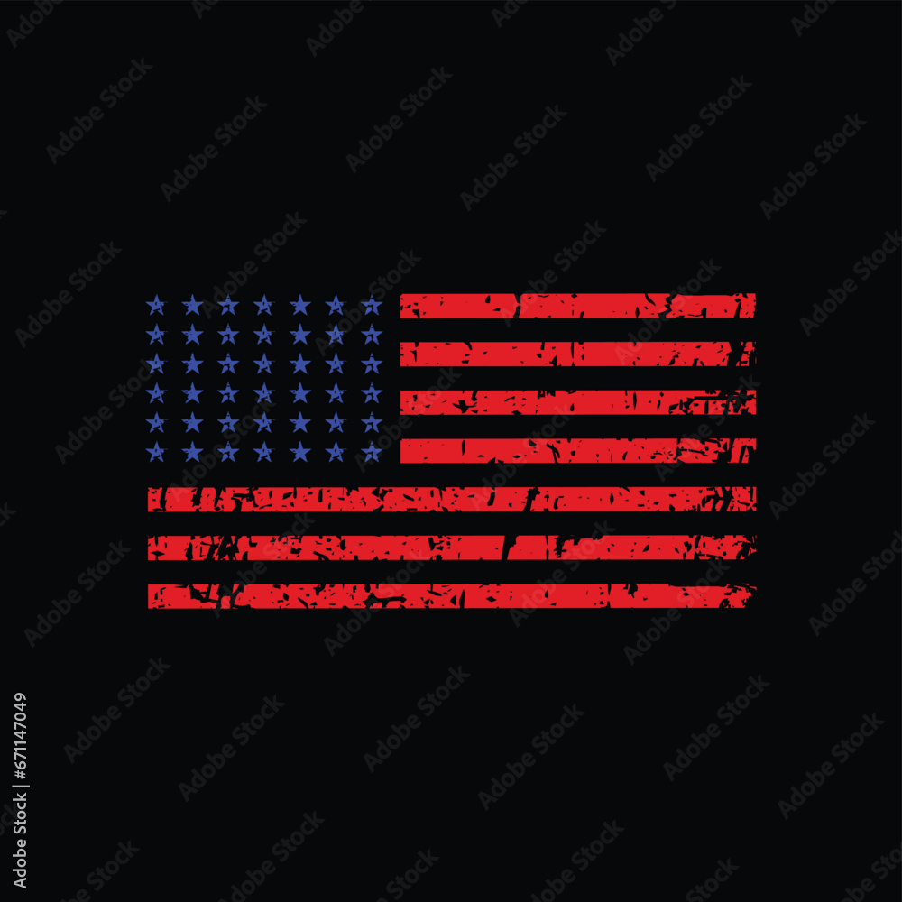 Grunge American flag. Vector flag of USA. in red and blue color Grunge American flag. Vector flag of USA. in red and blue color