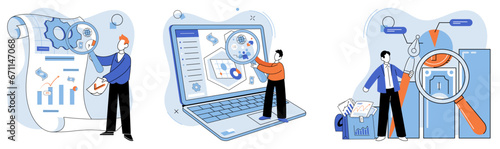 Market research. Vector illustration. The success business relies on continuous development and innovation Market research provides valuable information to support business decisions The market