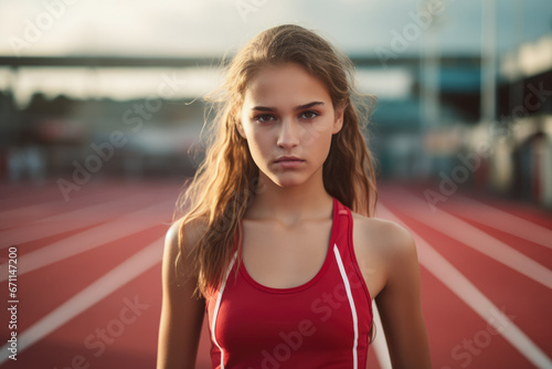 Athletic young woman posing in sports outfit