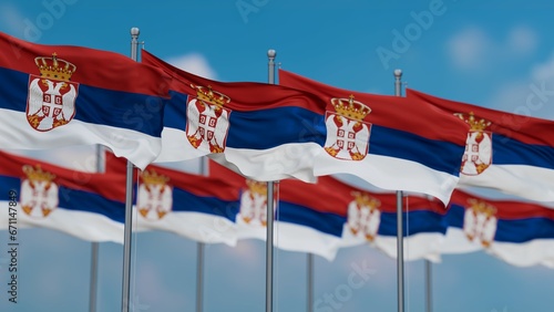 Canvas-taulu Serbia many flags in row, multiple flags in line
