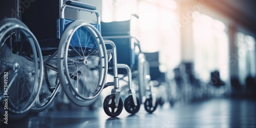 Wheelchairs in the hospital with copy space on area. photo