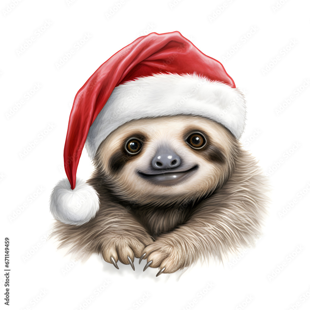 christmas sloth with santa hat christmas sloth with santa hat