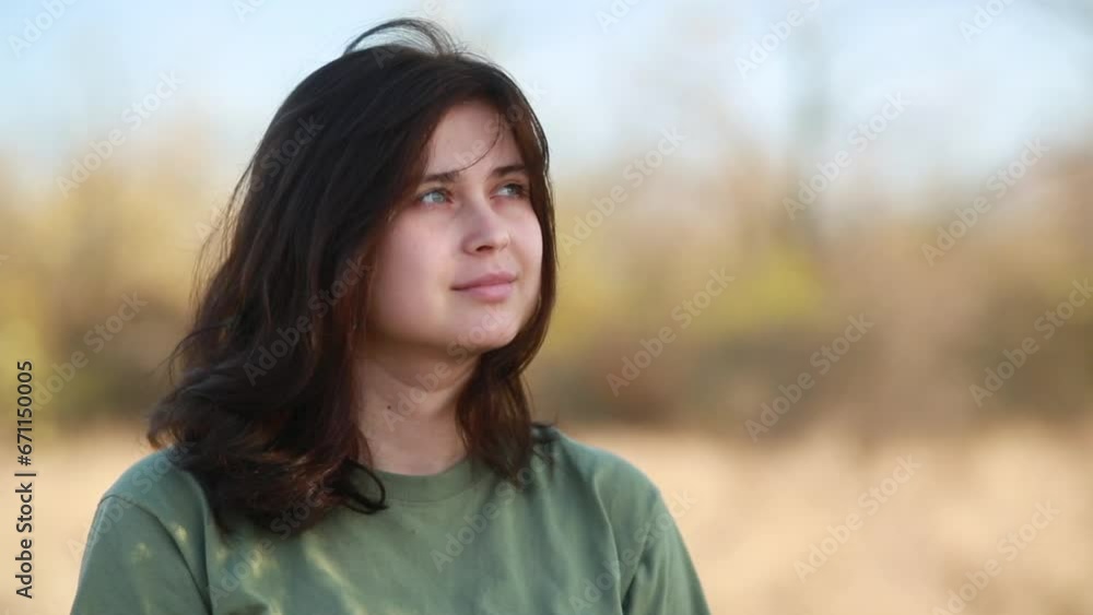 beautiful young woman closed eyes and enjoying autumn nature, girl with harmony and peace in soul, concept of health and relaxation practice beautiful young woman closed eyes and enjoying autumn nature, girl with harmony and peace in soul, concept of health and relaxation practice