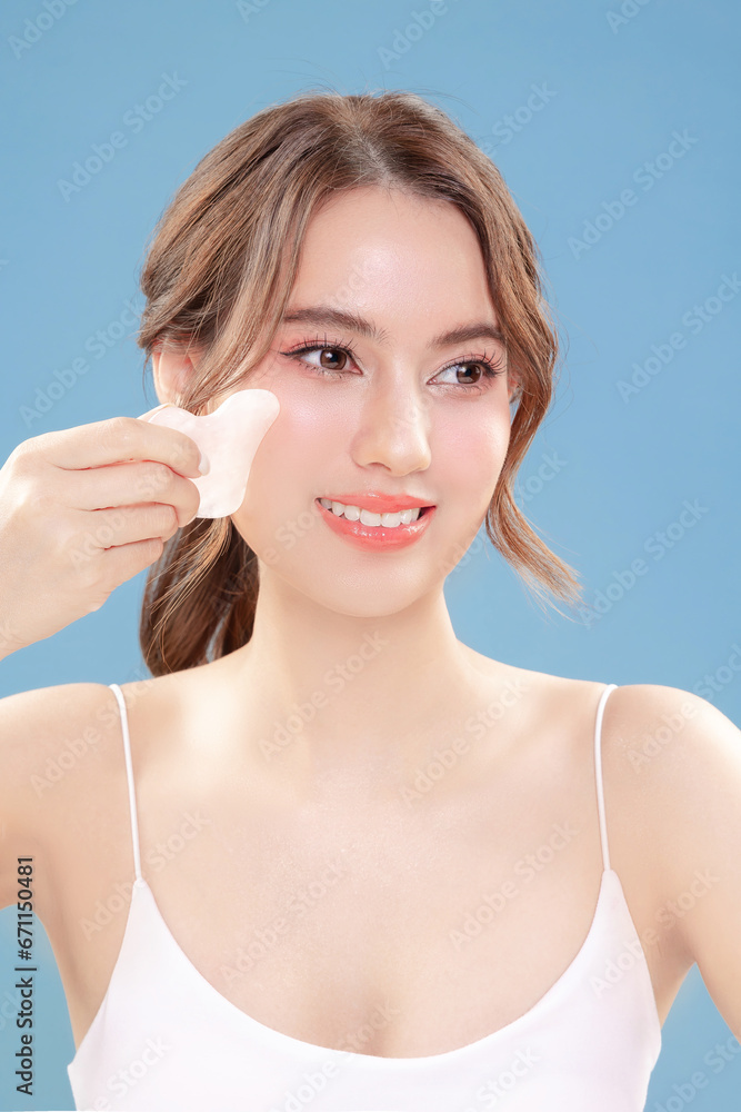 Young Asian beauty woman pull back hair with Koreans makeup style on